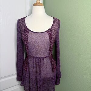 CAbi Sonnet Silk Sheer Boho Top #823 - Size Large